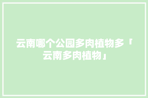 云南哪个公园多肉植物多「云南多肉植物」 云南哪个公园多肉植物多「云南多肉植物」 旅游攻略