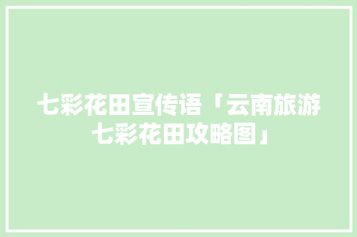 七彩花田宣传语「云南旅游七彩花田攻略图」 七彩花田宣传语「云南旅游七彩花田攻略图」 旅游攻略