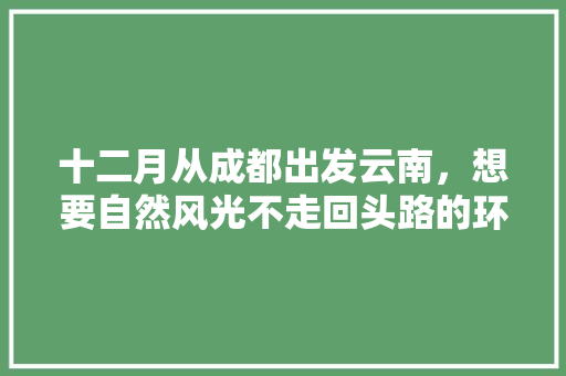 十二月从成都出发云南，想要自然风光不走回头路的环线，时间一个月，求推荐路线「来宾到云南旅游攻略路线」 十二月从成都出发云南，想要自然风光不走回头路的环线，时间一个月，求推荐路线「来宾到云南旅游攻略路线」 教育法律