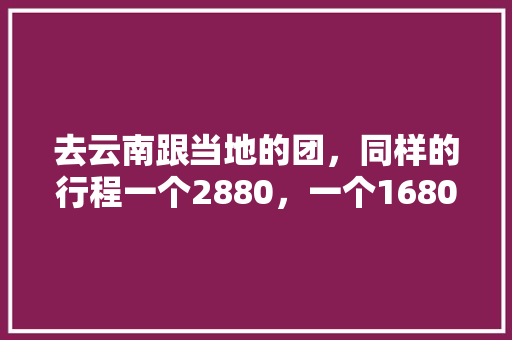 去云南跟当地的团，同样的行程一个2880，一个1680，怎么差别这么大呢「云南旅游当地团」 去云南跟当地的团，同样的行程一个2880，一个1680，怎么差别这么大呢「云南旅游当地团」 健康母婴