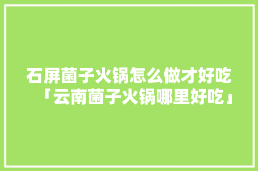 石屏菌子火锅怎么做才好吃「云南菌子火锅哪里好吃」 石屏菌子火锅怎么做才好吃「云南菌子火锅哪里好吃」 旅游攻略