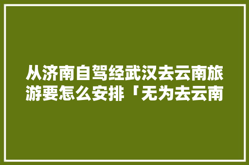 从济南自驾经武汉去云南旅游要怎么安排「无为去云南旅游攻略路线」 从济南自驾经武汉去云南旅游要怎么安排「无为去云南旅游攻略路线」 教育法律