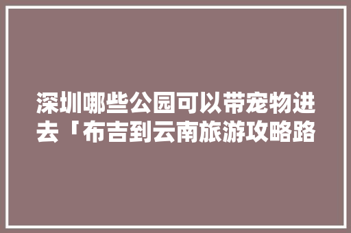 深圳哪些公园可以带宠物进去「布吉到云南旅游攻略路线图」 深圳哪些公园可以带宠物进去「布吉到云南旅游攻略路线图」 教育法律